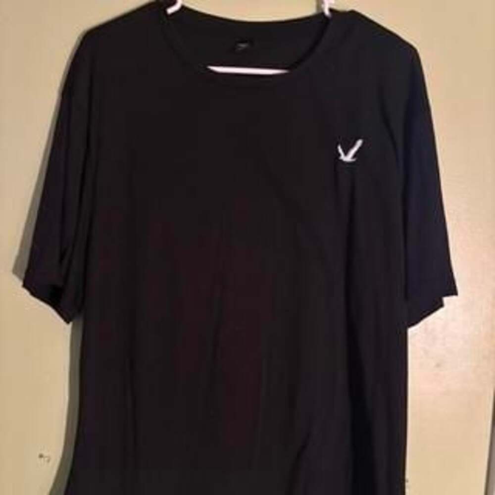 Casual Black Cotton Tee with White Bird Graphic Logo